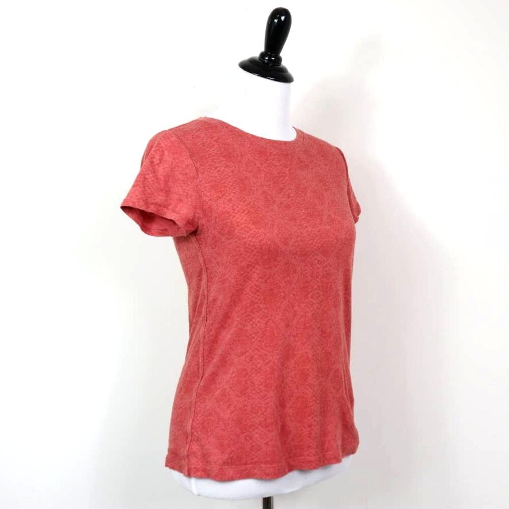 Athleta Size XS Active Tee Shirt Cotton Texture Coral Orange - Picture 6 of 10